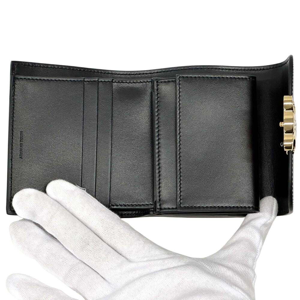 Celine CELINE Women's Tri-fold Wallet, Triomphe Leather, Black, Mini Wallet - Picture 4 of 8